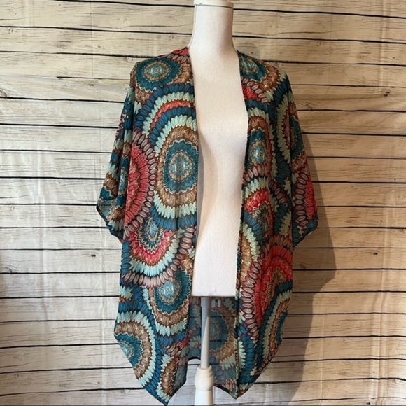 Diosa Abstract Print Kimono Cardigan - Picture 1 of 8